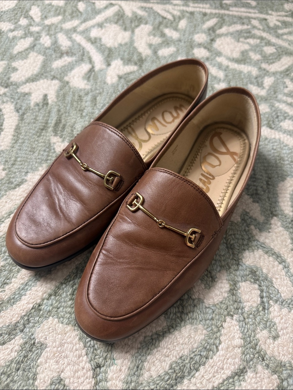 Sam Edelman Brown Leather Loafers with Gold Bit